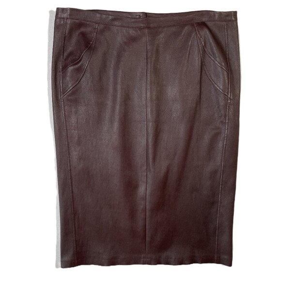 Sylvie Schimmel Dresses & Skirts - Sylvie Schimmel Paris Oxblood Lambskin Leather Pencil Skirt Size EU 42